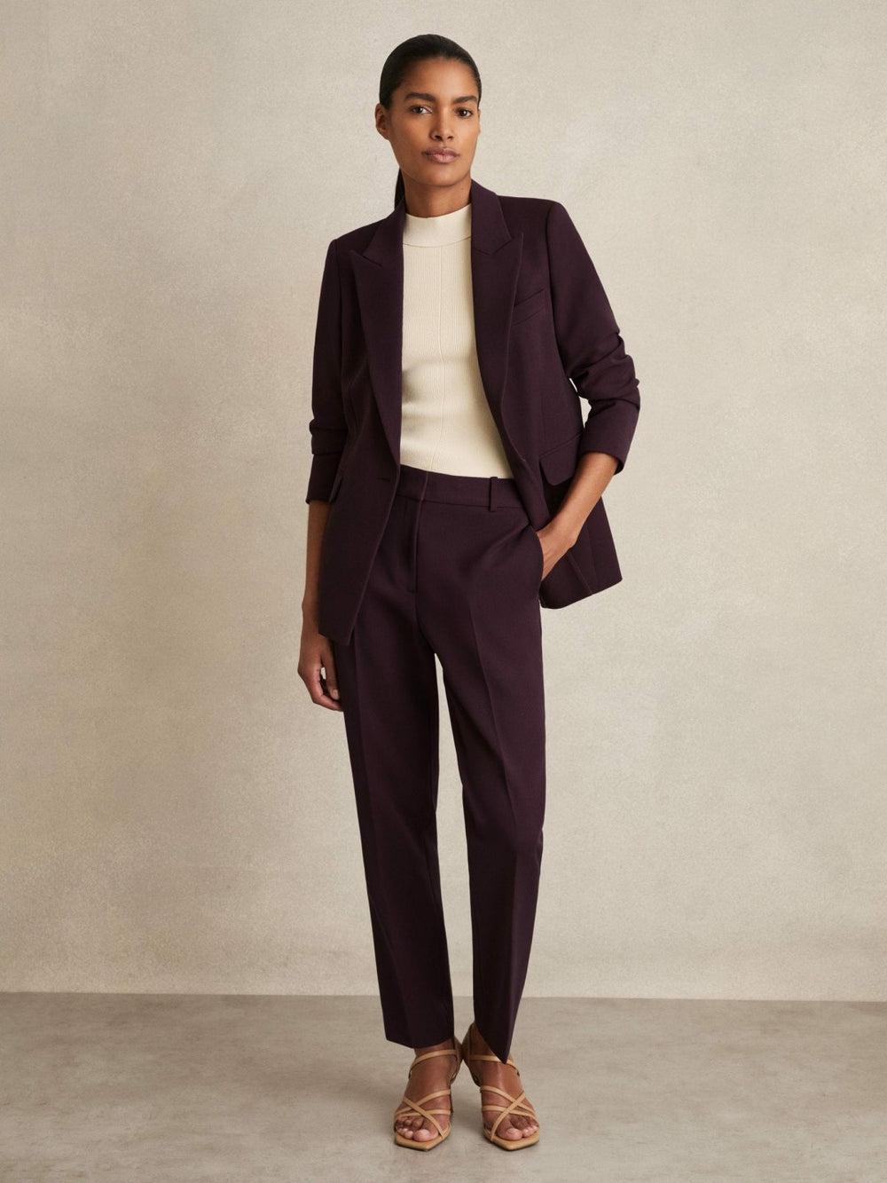 Slim Fit Suit Trousers Berry | Women