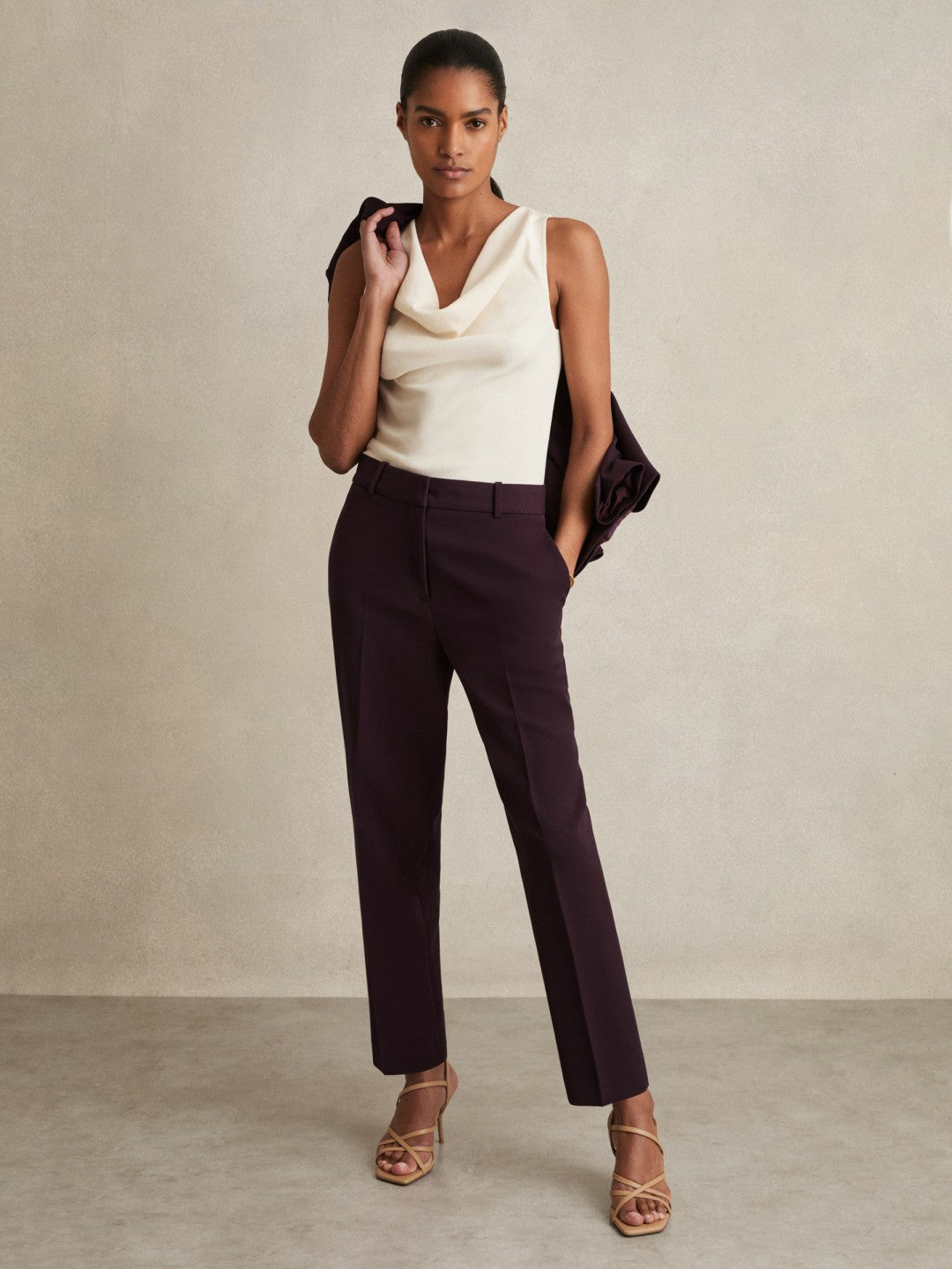 Slim Fit Suit Trousers Berry | Women