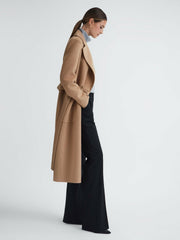 Long Wool Blend Blindseam Coat Camel | Women