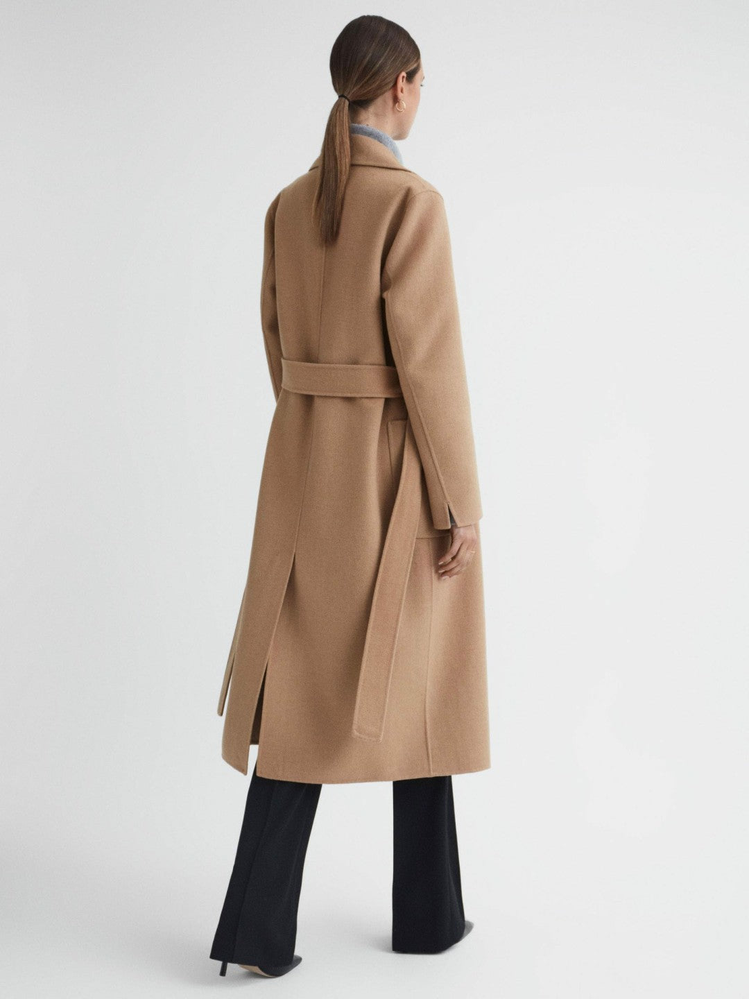 Long Wool Blend Blindseam Coat Camel | Women