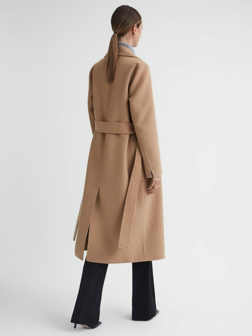 Long Wool Blend Blindseam Coat Camel | Women