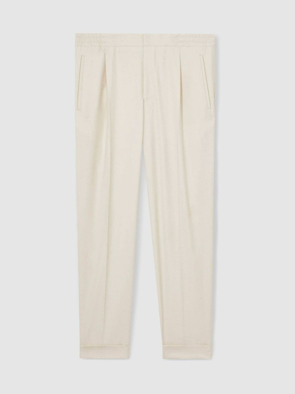 Relaxed-Fit Pleated Tapered Trousers Ecru | Men