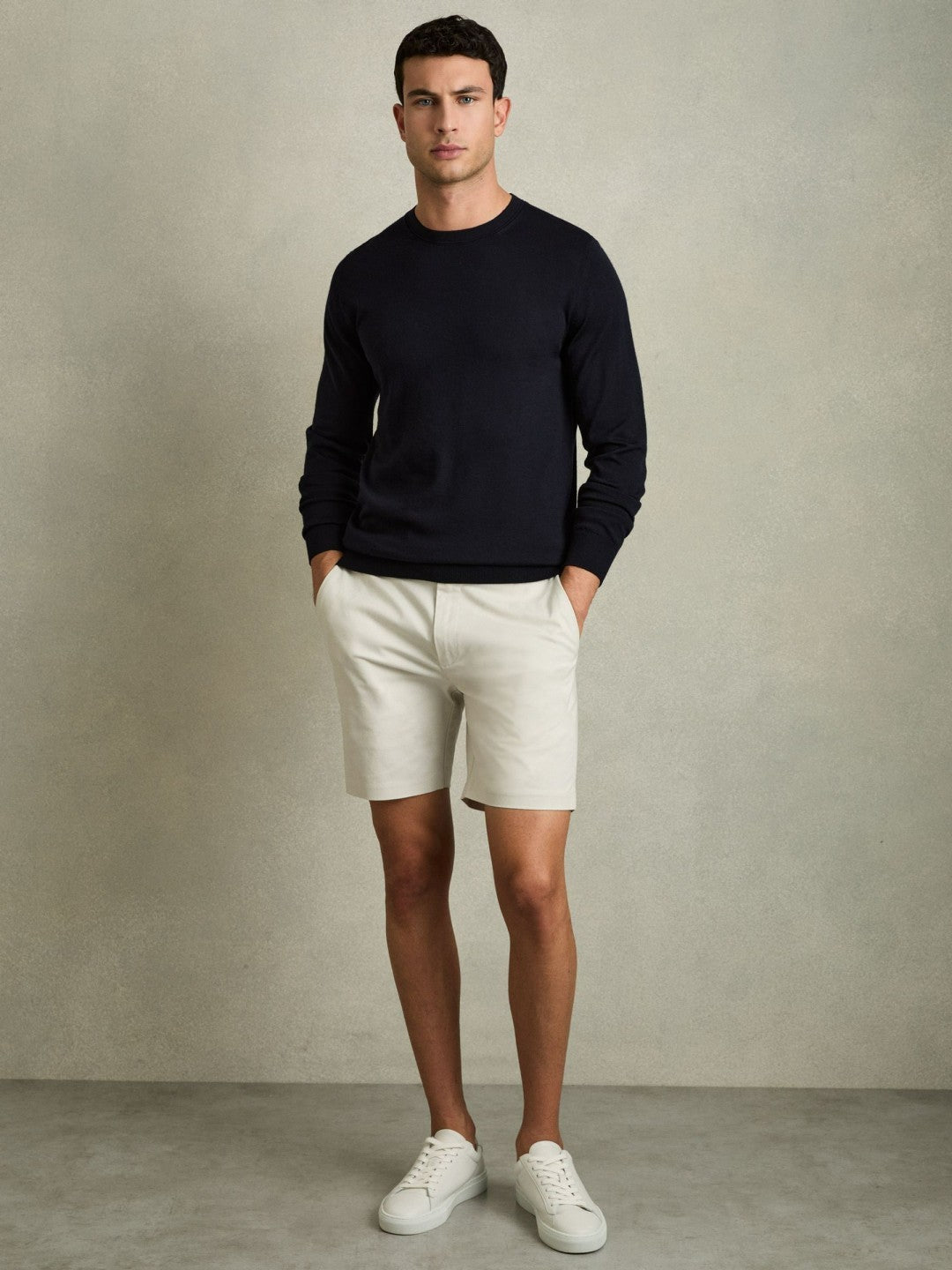 Short Length Casual Chino Shorts Chalk | Men