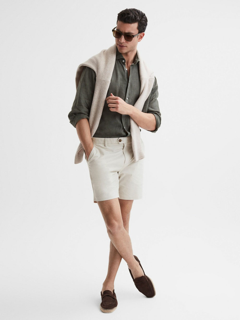 Short Length Casual Chino Shorts Chalk | Men