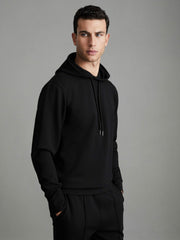 Interlock Jersey Drawstring Hoodie Black | Men