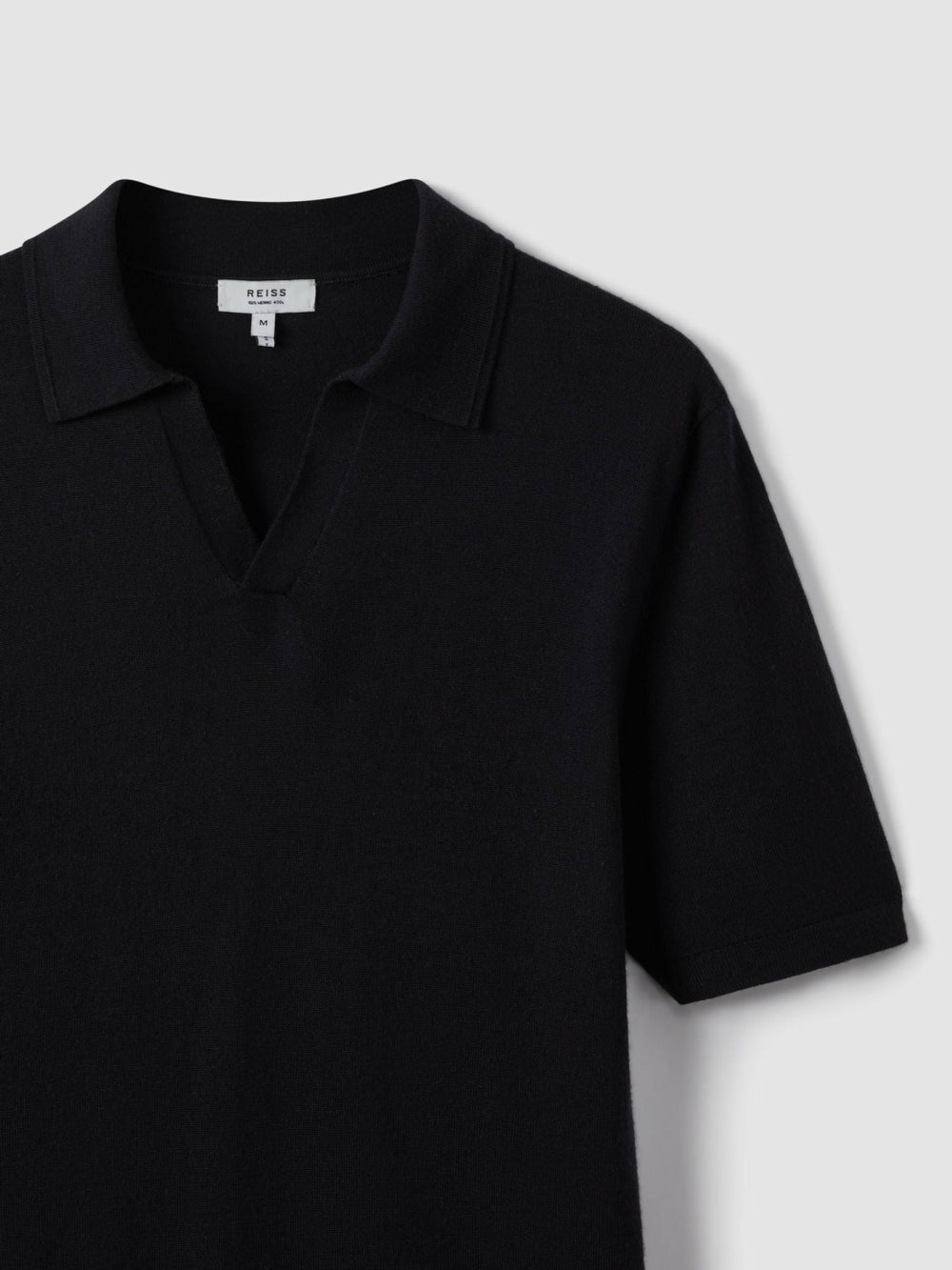 Merino Wool Open Collar Polo Shirt Navy | Men