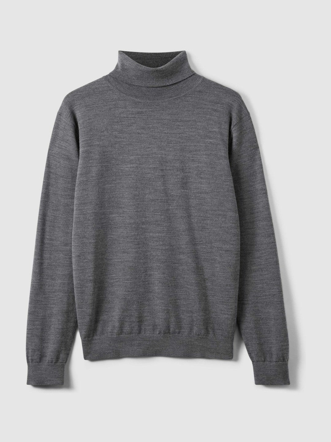 Slim Fit Merino Wool Roll Neck Jumper Derby Grey Marl | Men
