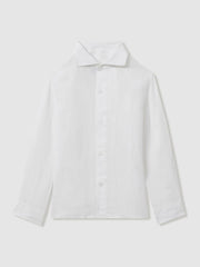 3-9 yrs Striped Linen Cutaway Collar Shirt White | Children & Baby