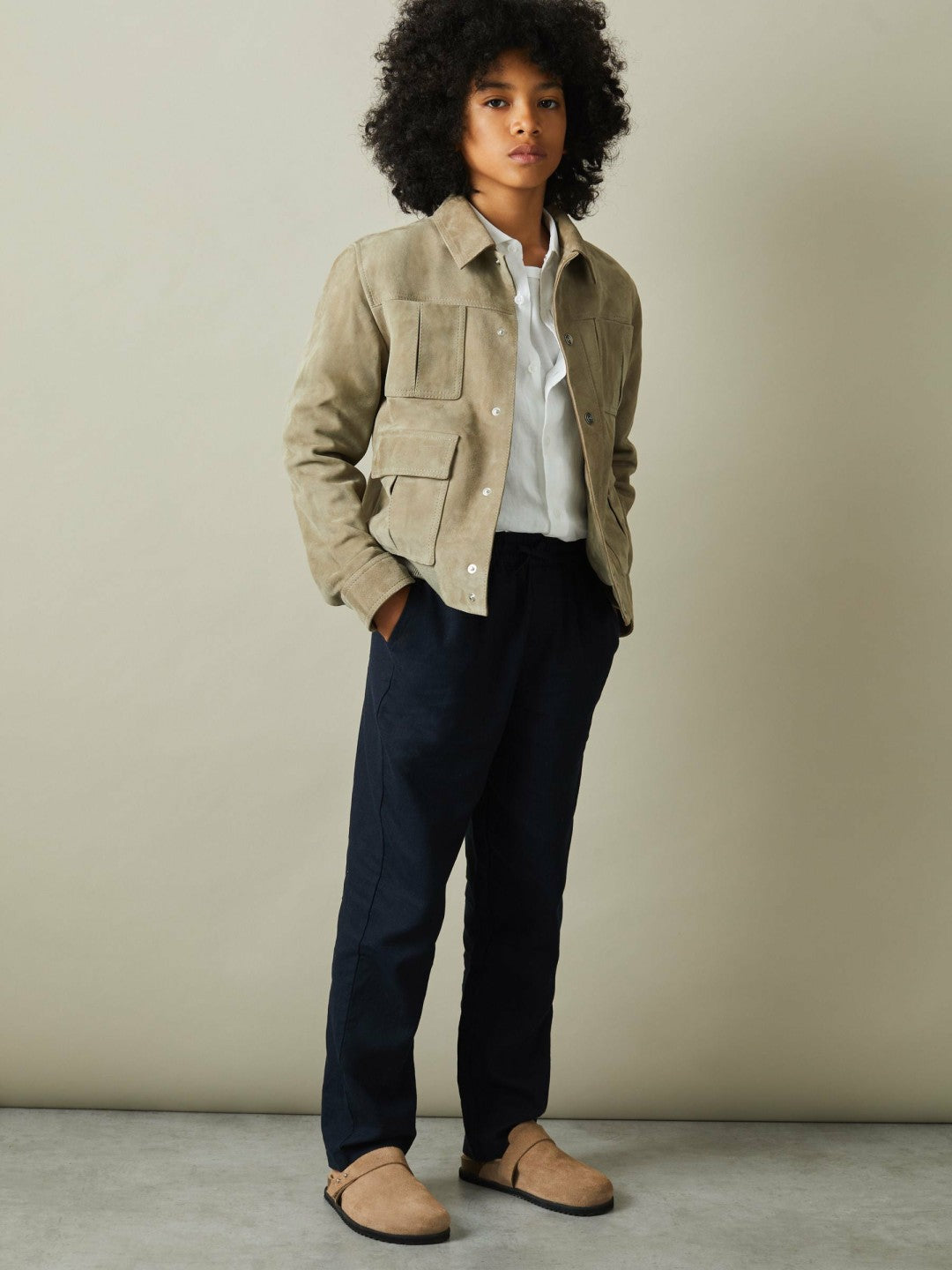 9-13 yrs Striped Linen Cutaway Collar Shirt White | Children & Baby