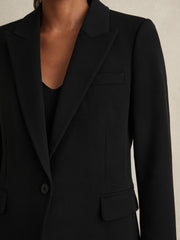 Petite Tailored Single Breasted Suit Blazer Black | Women