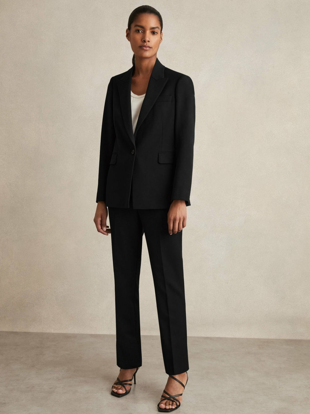 Petite Tailored Single Breasted Suit Blazer Black | Women