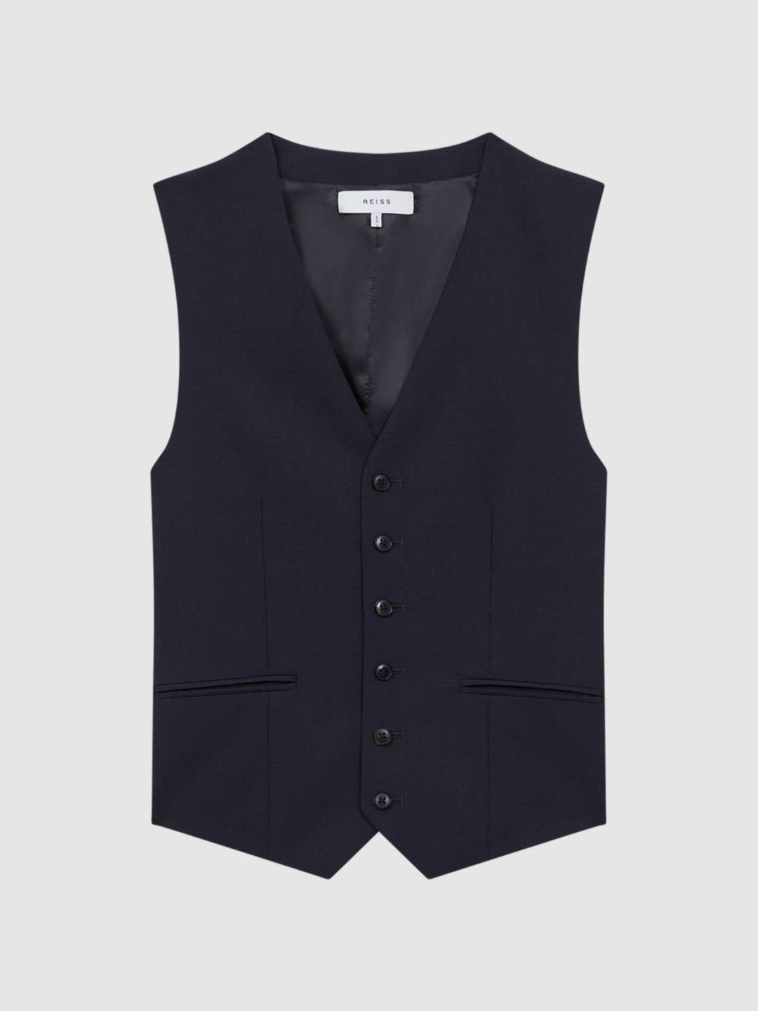 Modern Fit Wool Blend Waistcoat Navy | Men