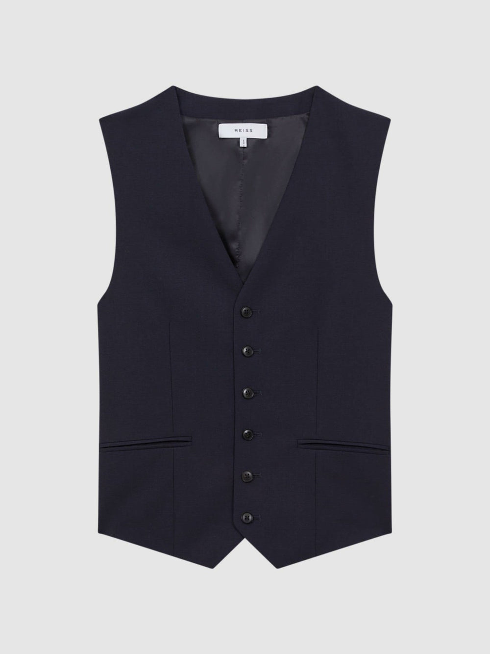 Modern Fit Wool Blend Waistcoat Navy | Men