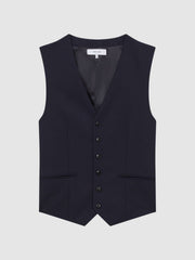 Modern Fit Wool Blend Waistcoat Navy | Men