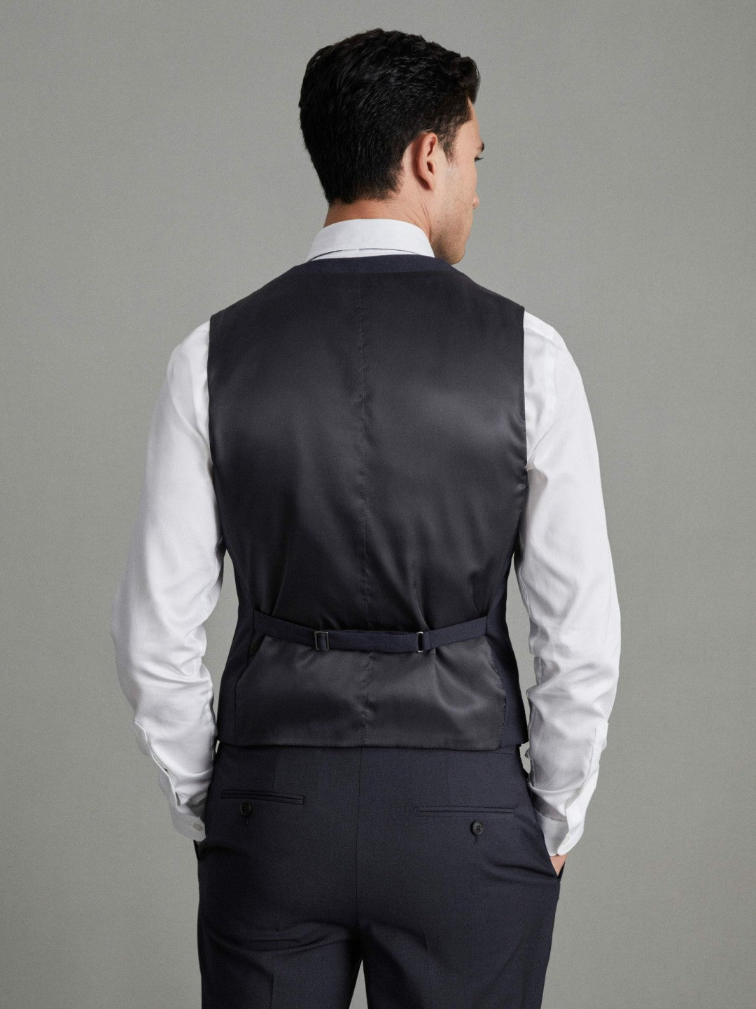 Modern Fit Wool Blend Waistcoat Navy | Men