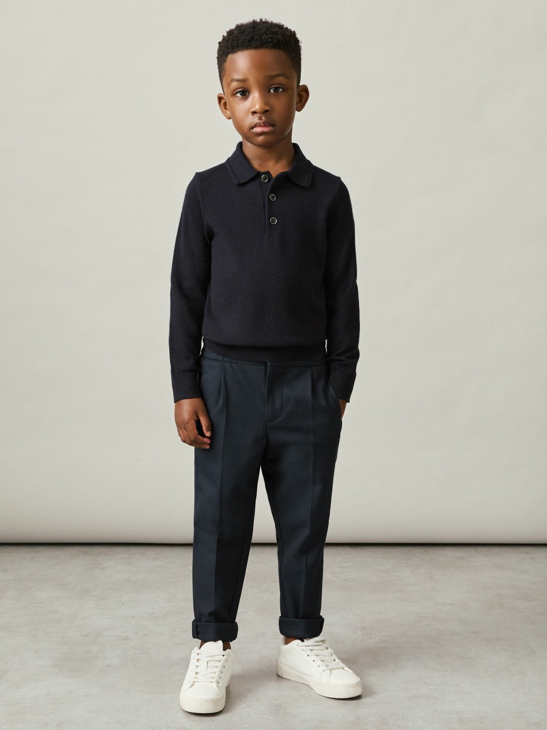 3-9 yrs Merino Wool Polo Shirt Navy | Children & Baby