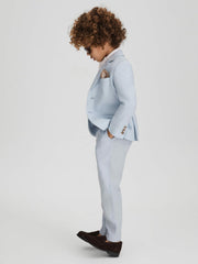 9-13 yrs Slim Fit Linen Adjustable Trousers Soft Blue | Children & Baby