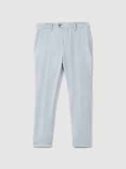 9-13 yrs Slim Fit Linen Adjustable Trousers Soft Blue | Children & Baby