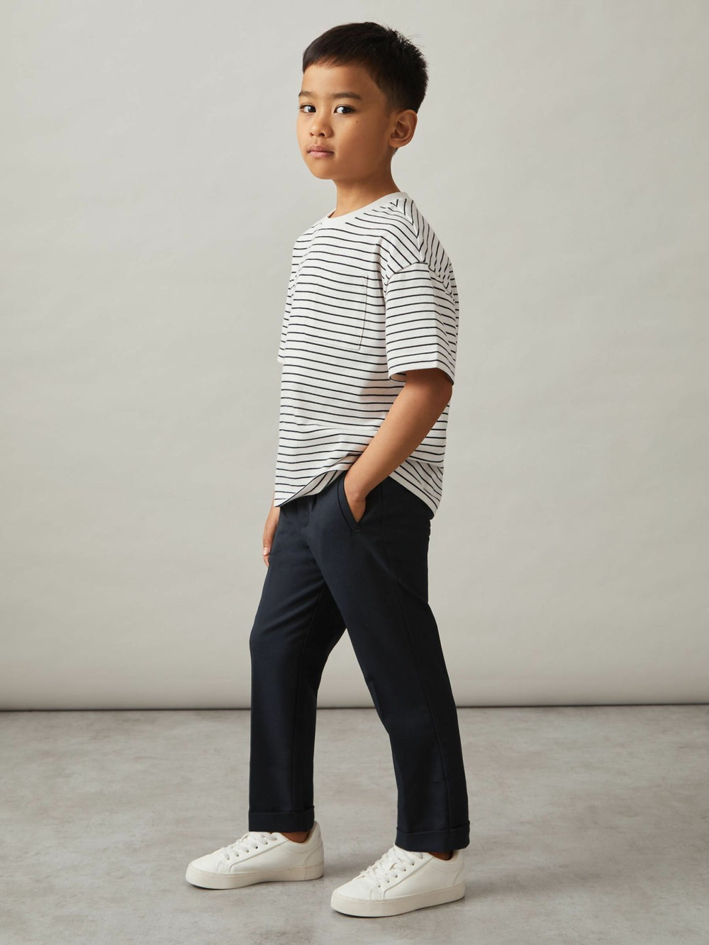 3-9 yrs Relaxed Elasticated Trousers with Turn-Ups Navy | Children & Baby