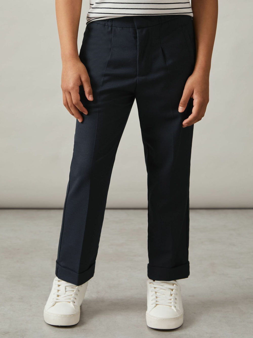 3-9 yrs Relaxed Elasticated Trousers with Turn-Ups Navy | Children & Baby