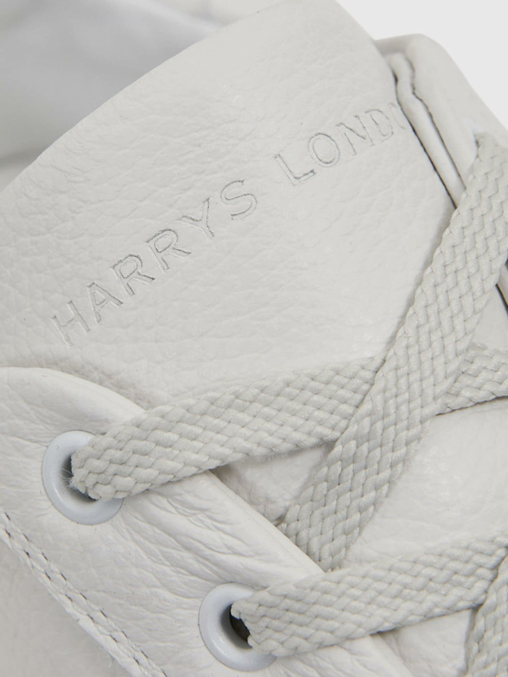 Harrys of London Grained Leather Trainers White | Men