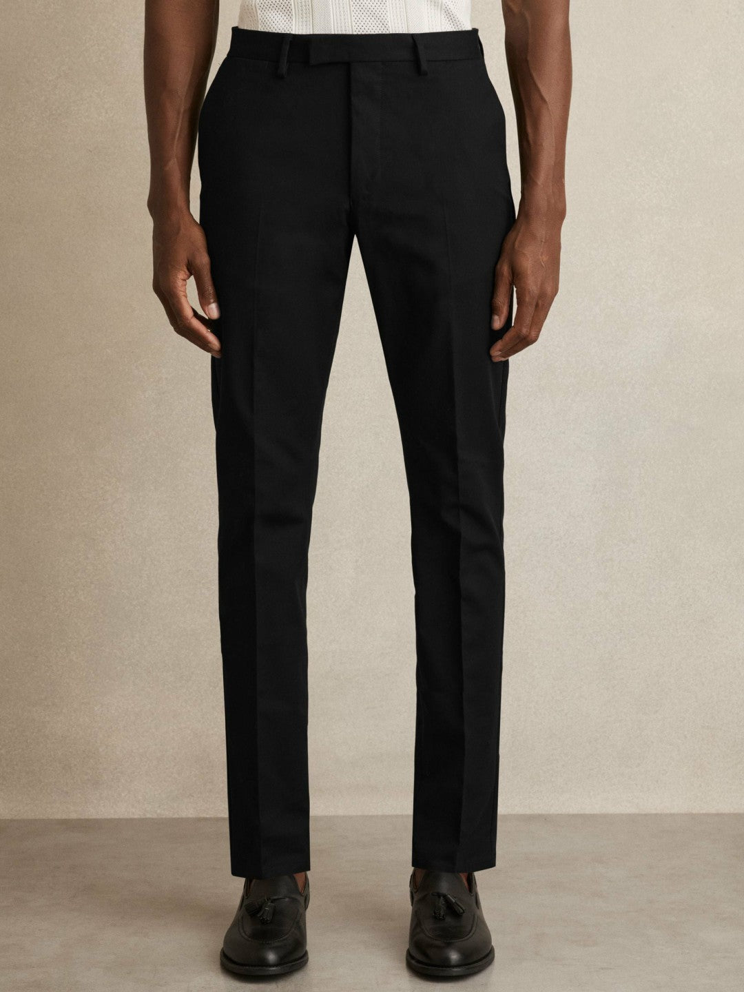 Slim Fit Cotton Blend Chinos Black | Men