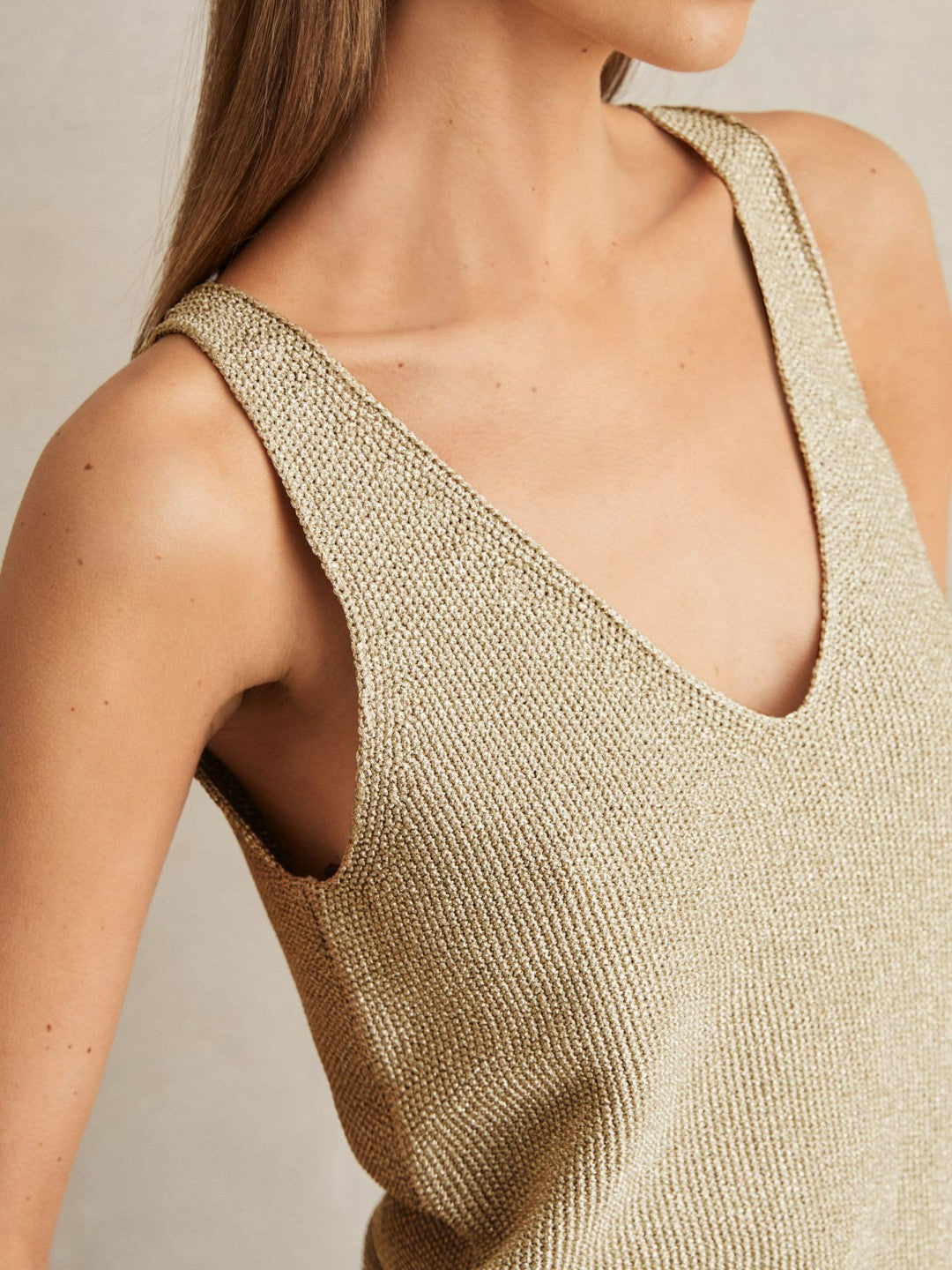 Metallic V-Neck Vest Gold | Women