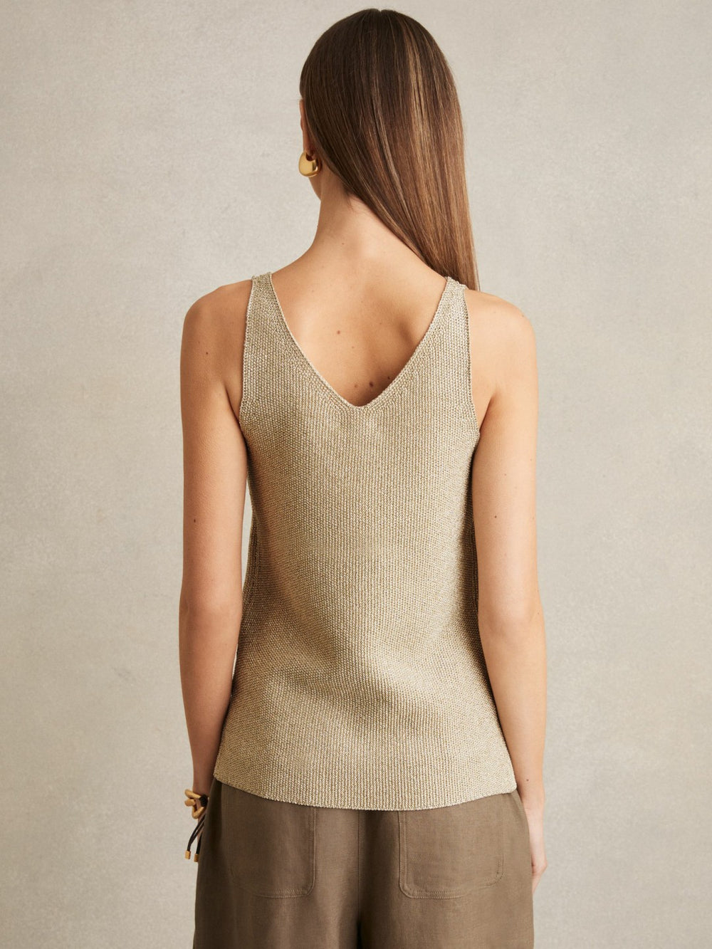 Metallic V-Neck Vest Gold | Women
