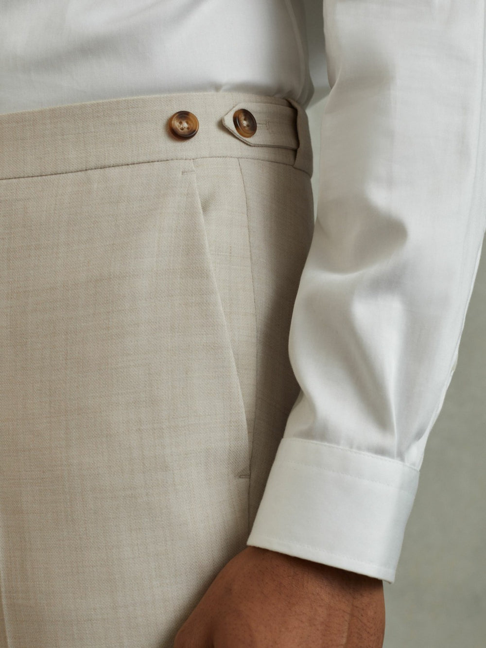Slim Fit Side Adjuster Trousers Stone | Men