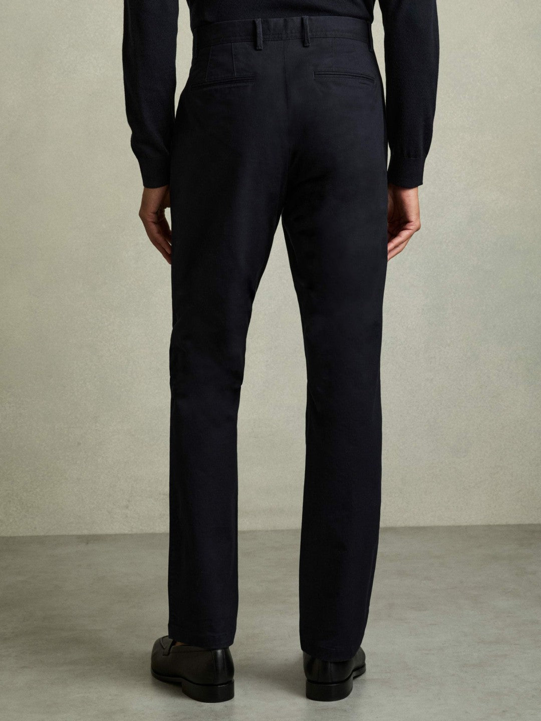 Slim Fit Washed Cotton Blend Chinos Navy | Men