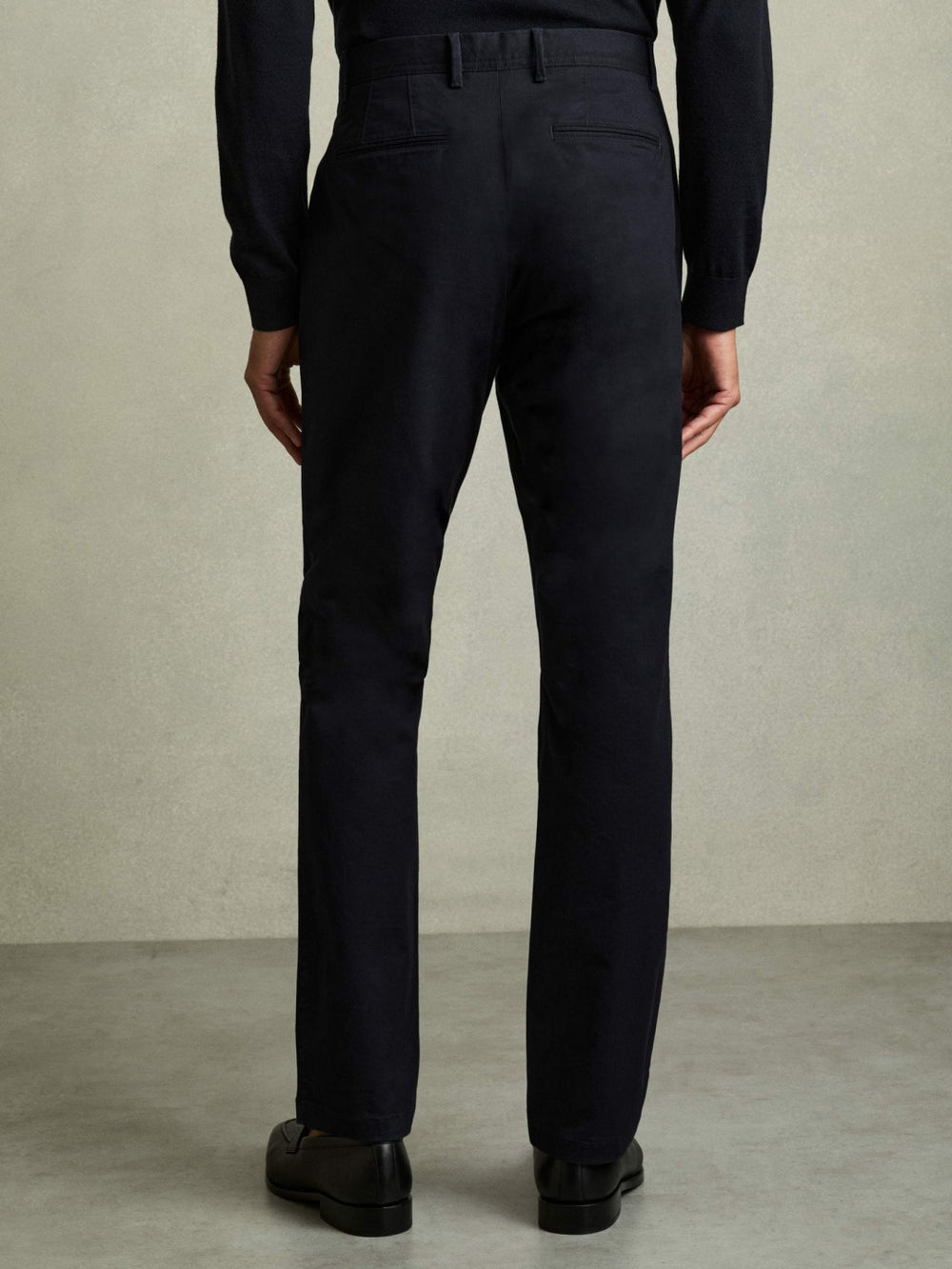 Slim Fit Washed Cotton Blend Chinos Navy | Men