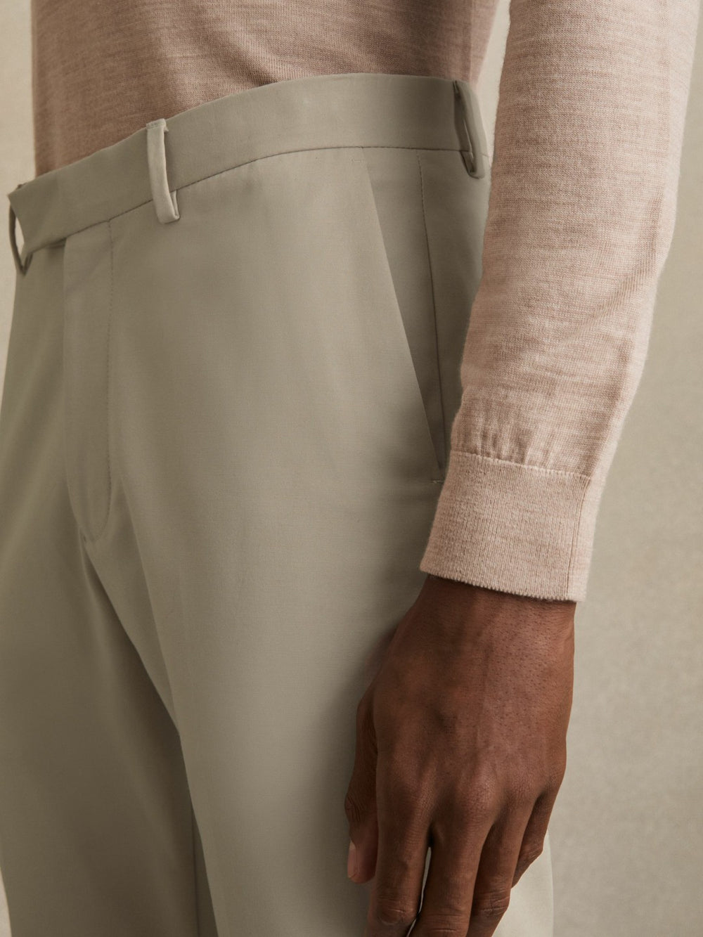 Slim Fit Cotton Blend Chinos Stone | Men
