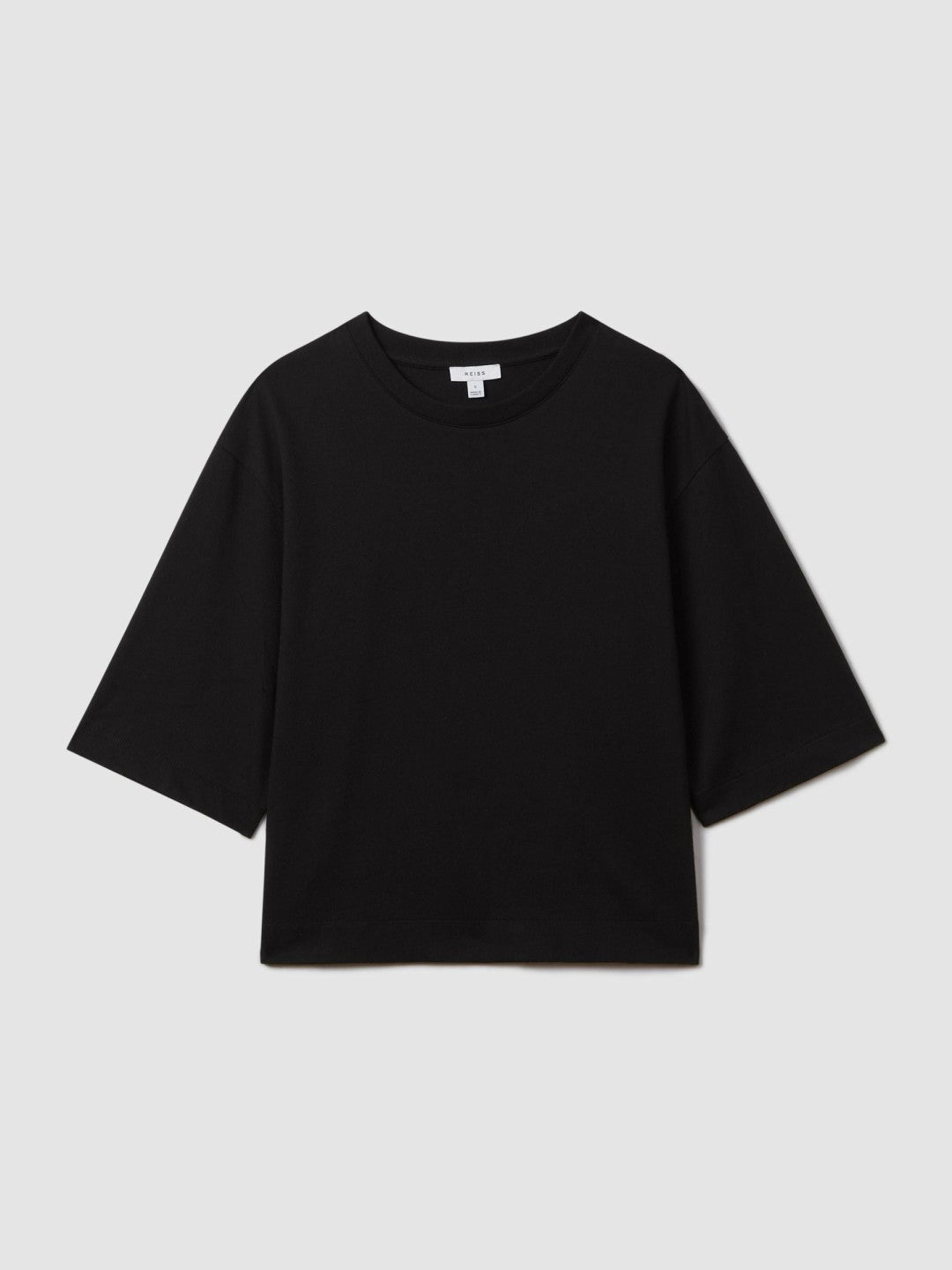 Oversized Cotton Crew Neck T-Shirt Black | Women