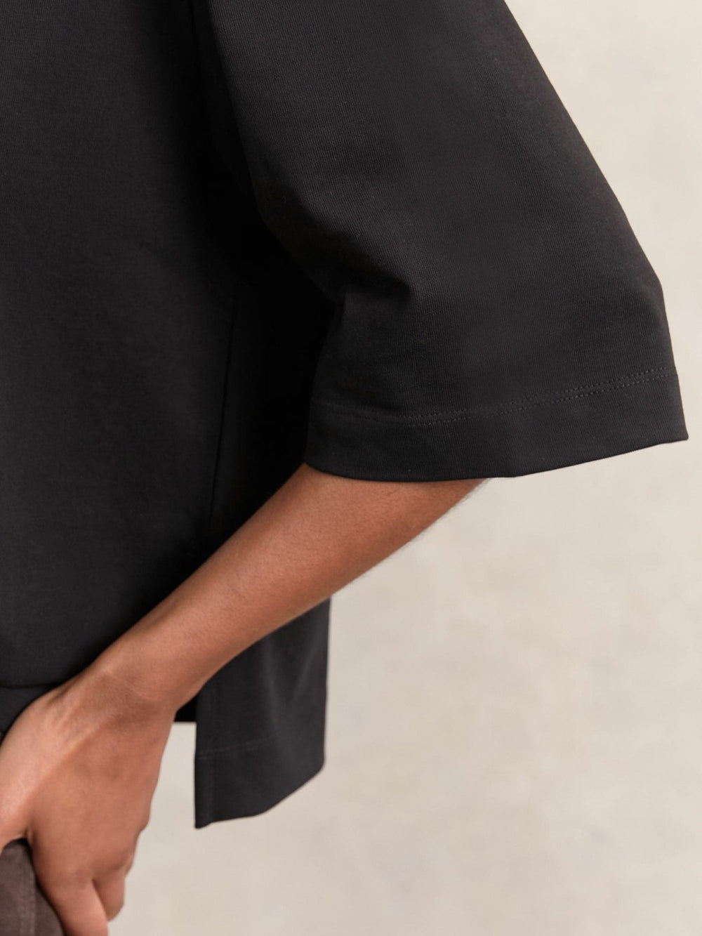 Oversized Cotton Crew Neck T-Shirt Black | Women