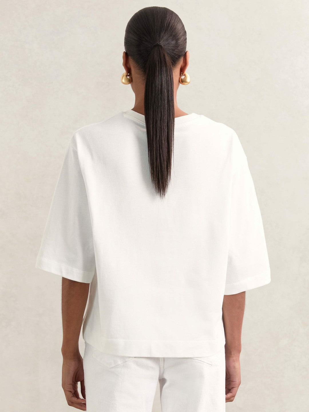 Oversized Cotton Crew Neck T-Shirt White | Women