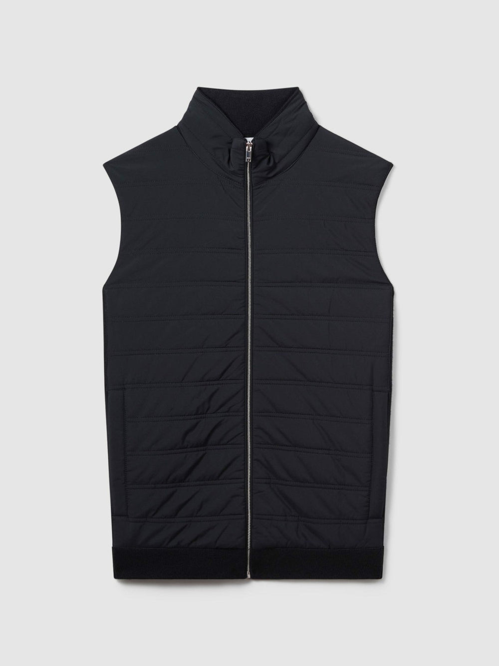 Hybrid Quilt and Knit Zip-Through Gilet Navy | Men