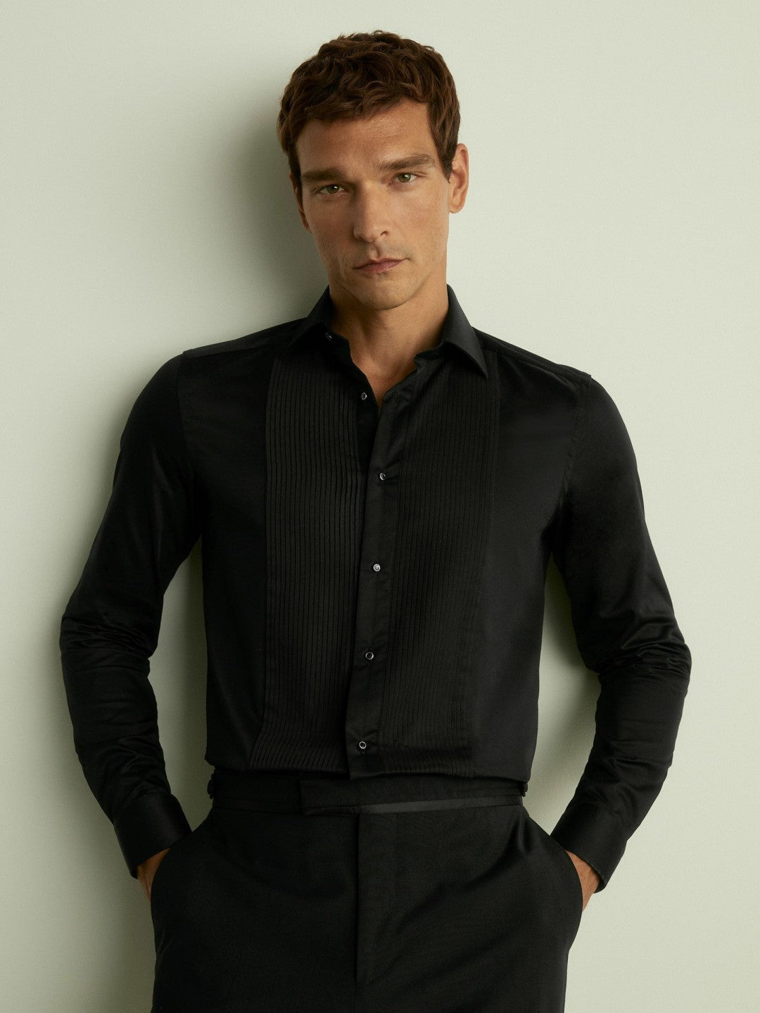 Slim Fit Cotton Dinner Shirt Black | Men