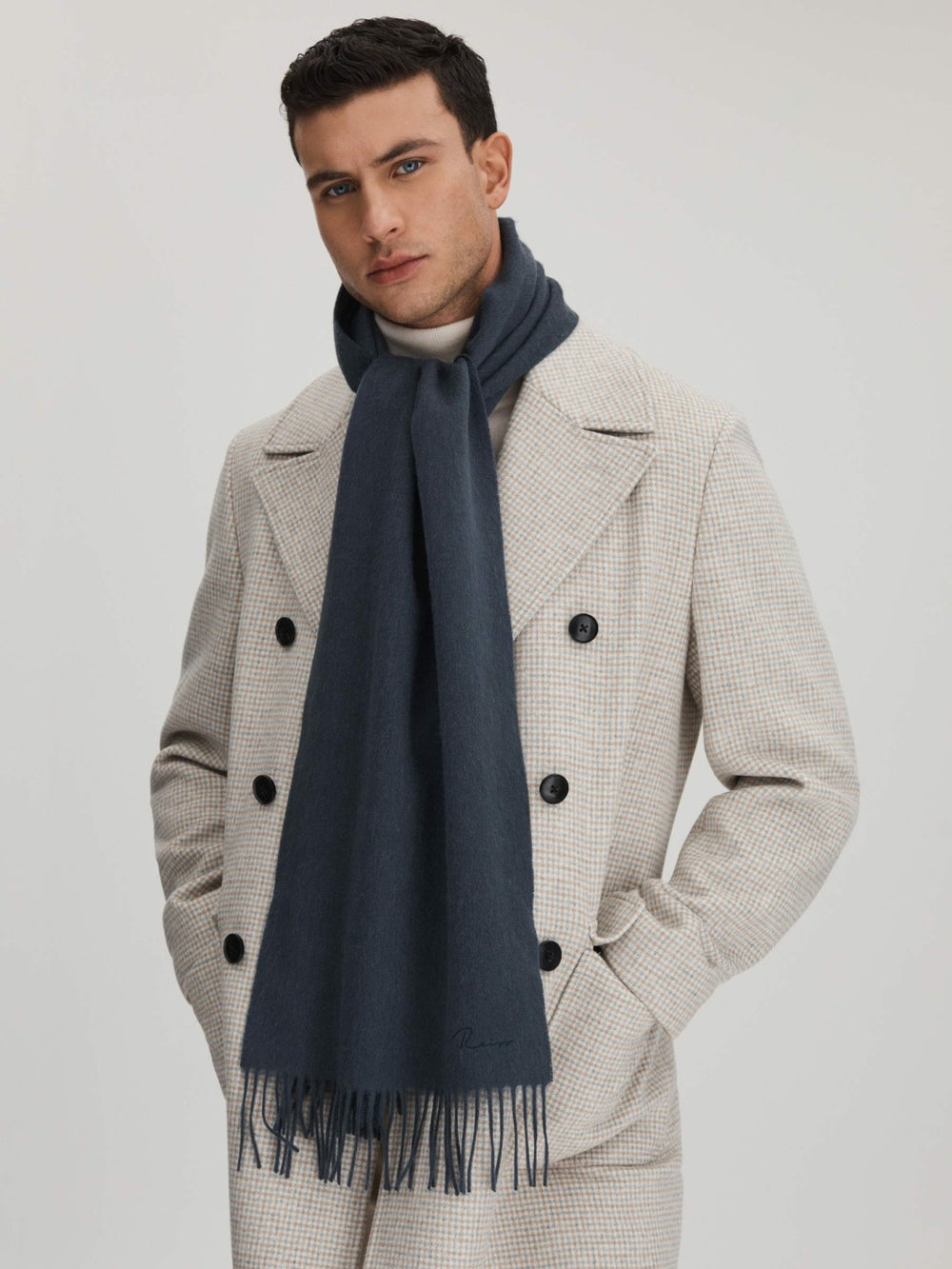 Wool and Cashmere Scarf Airforce Blue | Men