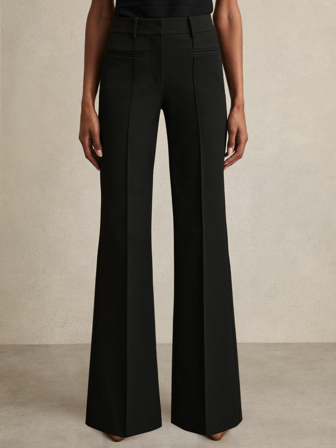 Petite High Rise Flared Trousers Black | Women