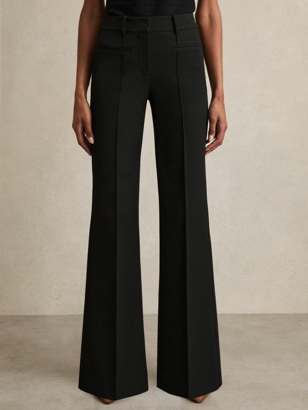 Petite High Rise Flared Trousers Black | Women