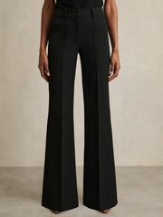 Petite High Rise Flared Trousers Black | Women