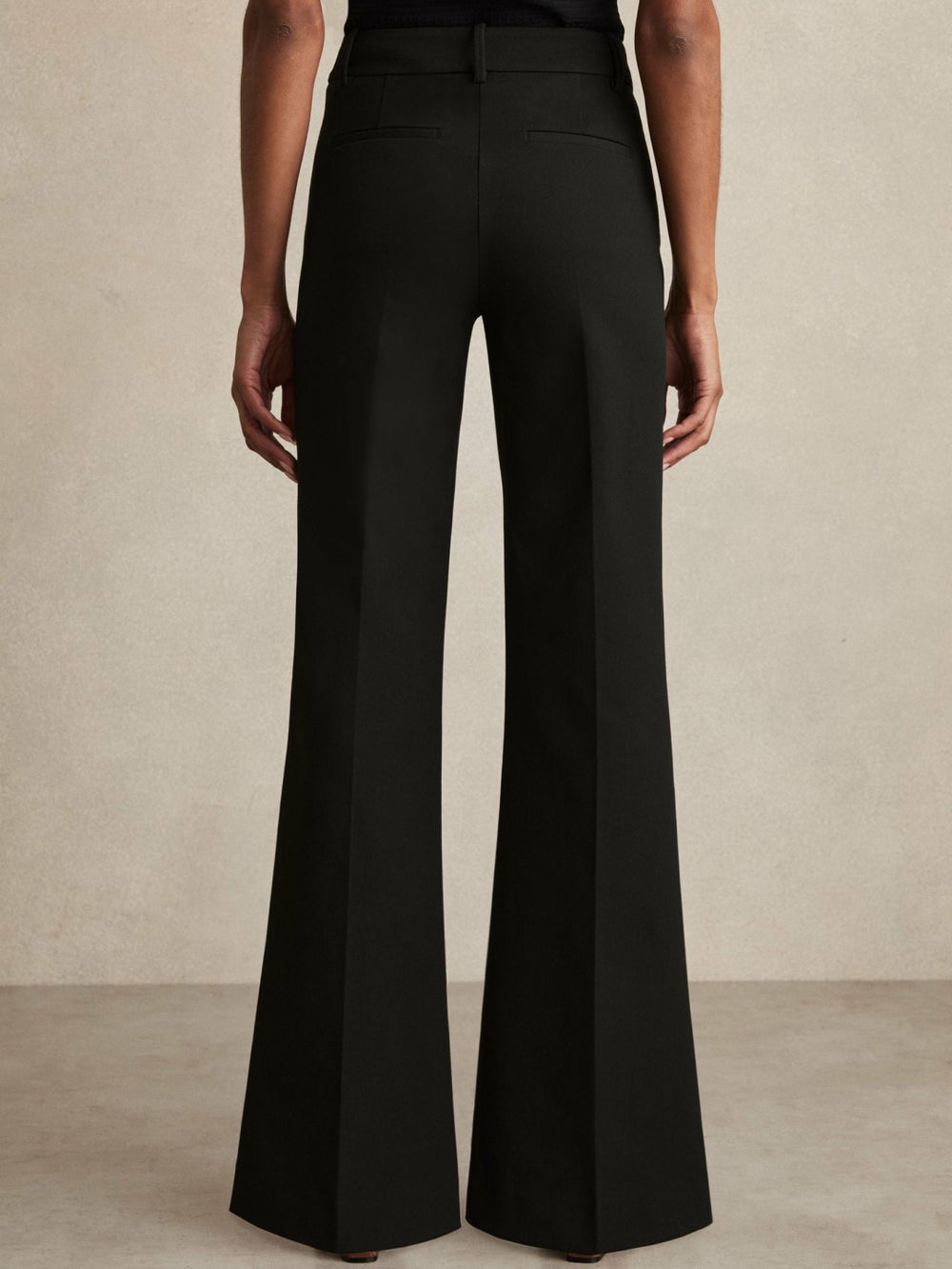 Petite High Rise Flared Trousers Black | Women