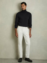 Slim Fit Merino Wool Roll Neck Jumper Navy | Men