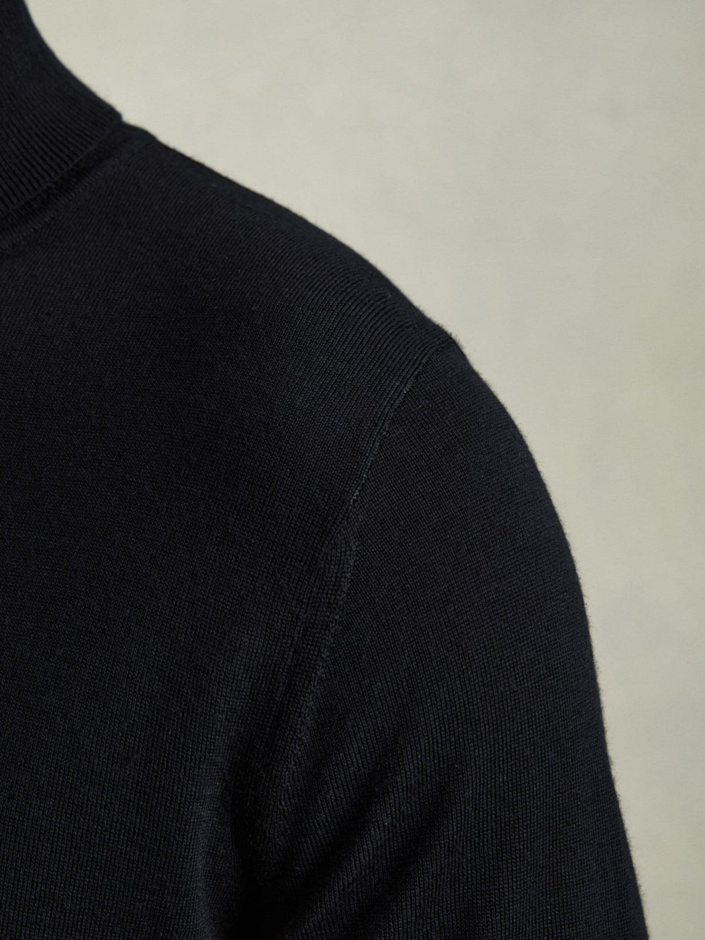 Slim Fit Merino Wool Roll Neck Jumper Navy | Men