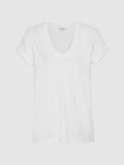 Cotton-Jersey V-Neck T-Shirt White | Women