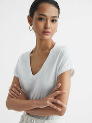 Cotton-Jersey V-Neck T-Shirt White | Women