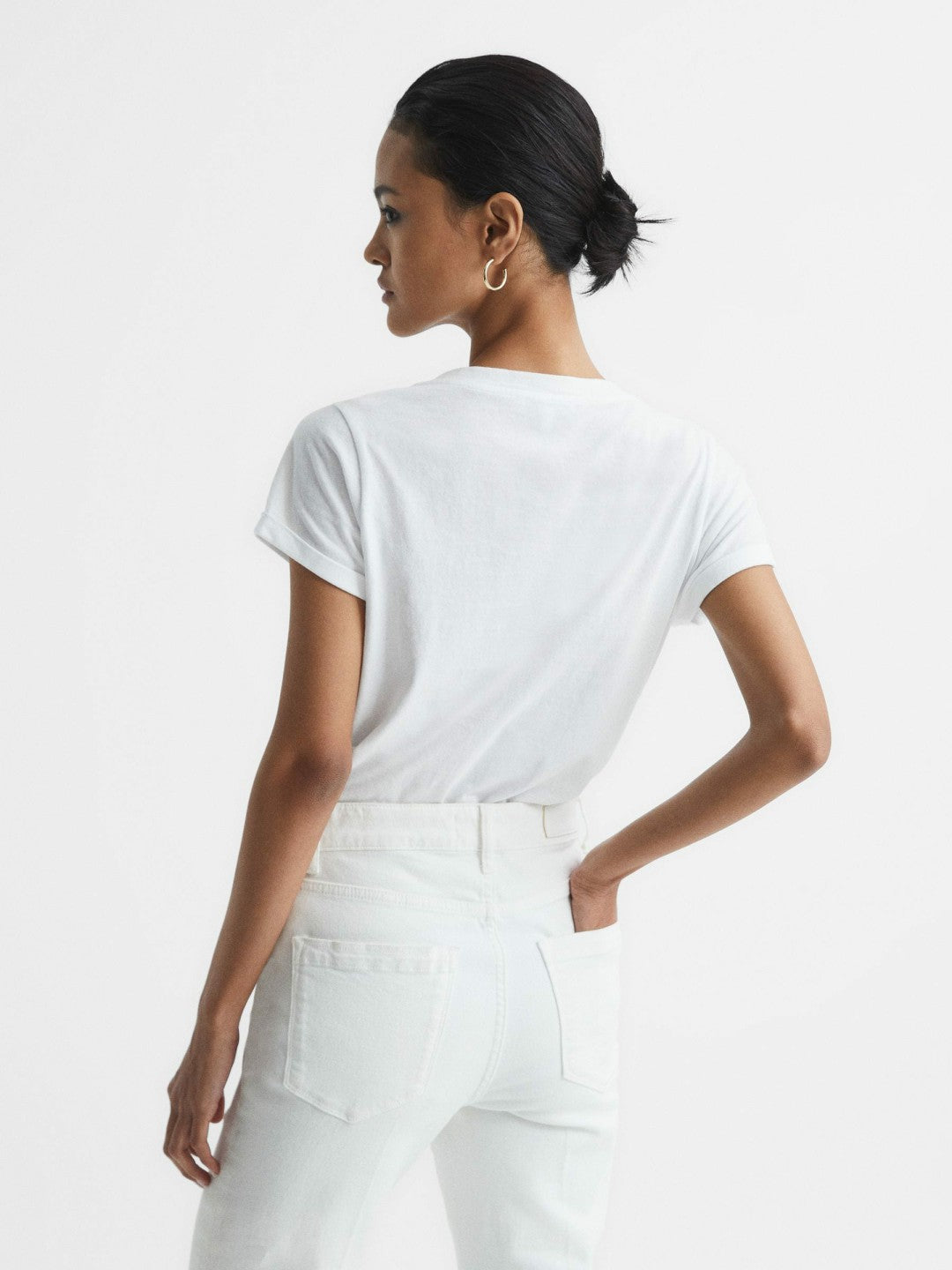 Cotton-Jersey V-Neck T-Shirt White | Women