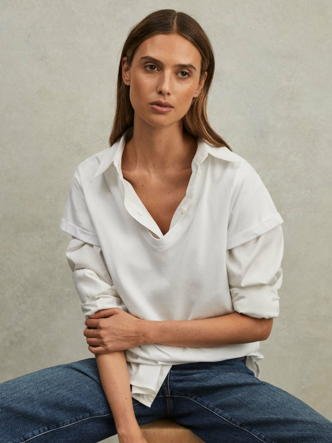 Cotton-Jersey V-Neck T-Shirt White | Women