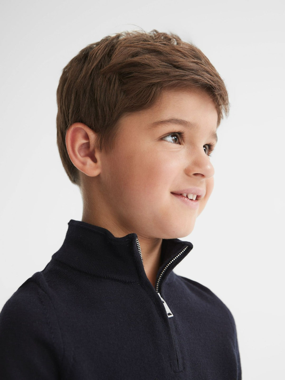 4-9 yrs Merino Wool Zip-Neck Jumper Navy | Children & Baby