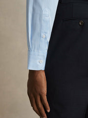 Slim Fit Cotton-Satin Cutaway-Collar Shirt Blue Stripe | Men